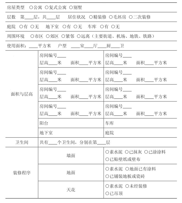 房屋基本情況記錄表